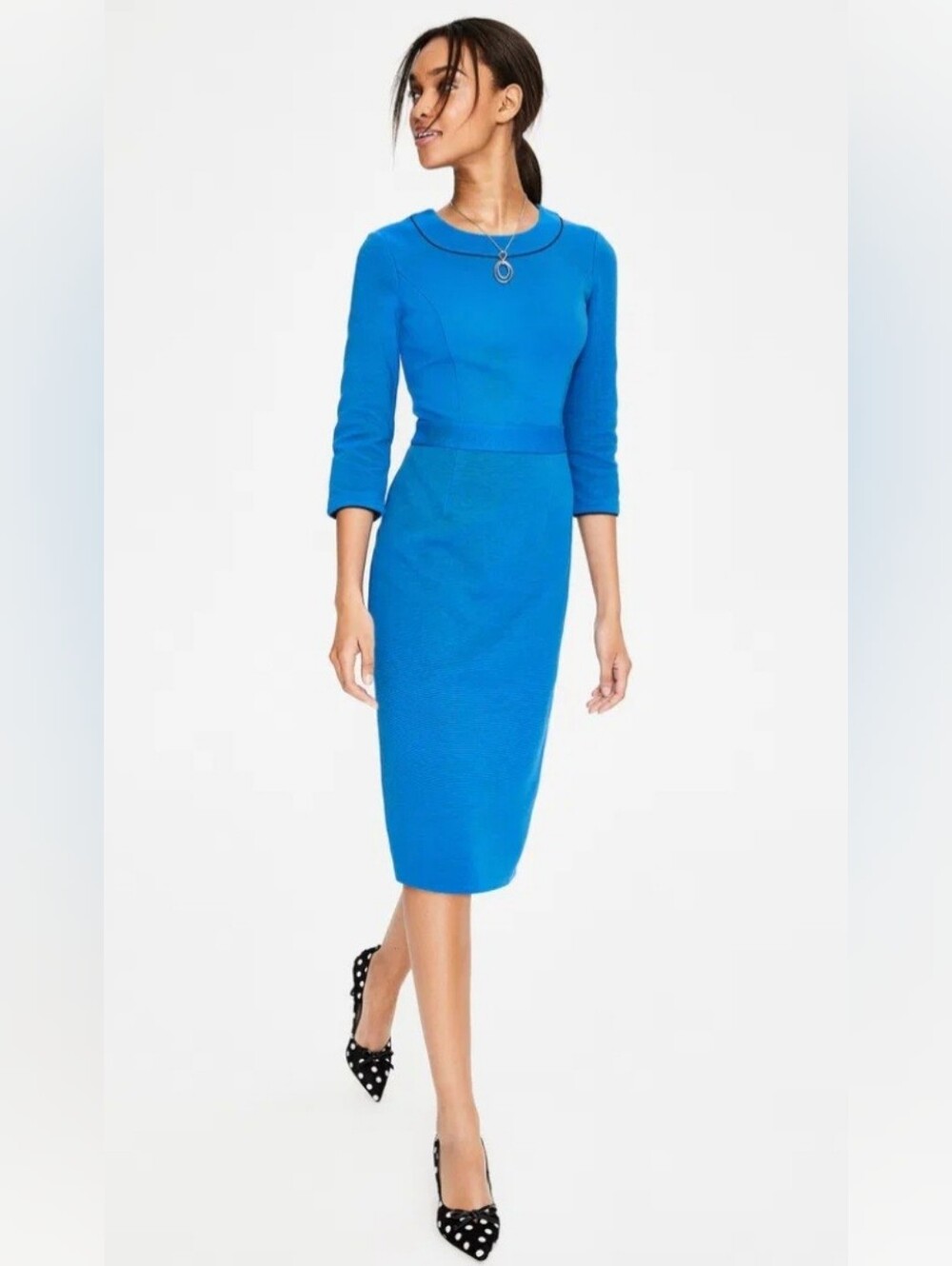 Boden "Mia Ottoman" Vibrant Blue Three-Quarter Sleeve Pencil Dress - Size 6R